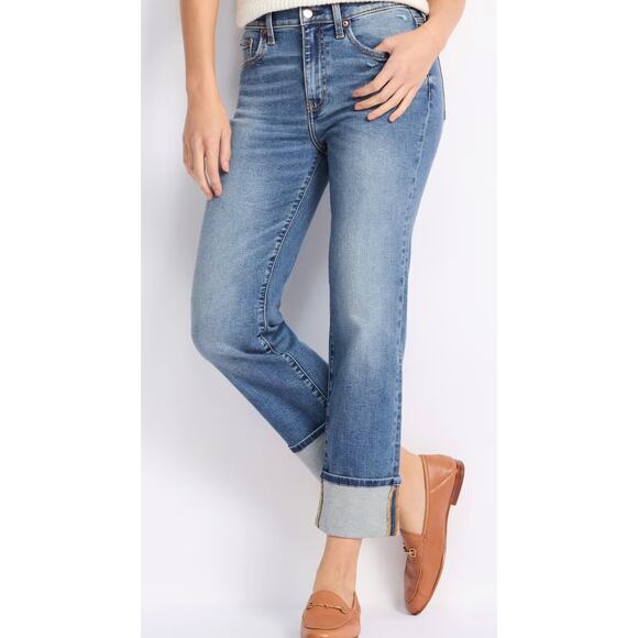 Daze Denim Pixie High Rise Straight 27 Petite Jeans Cuffed - Picture 4 of 5